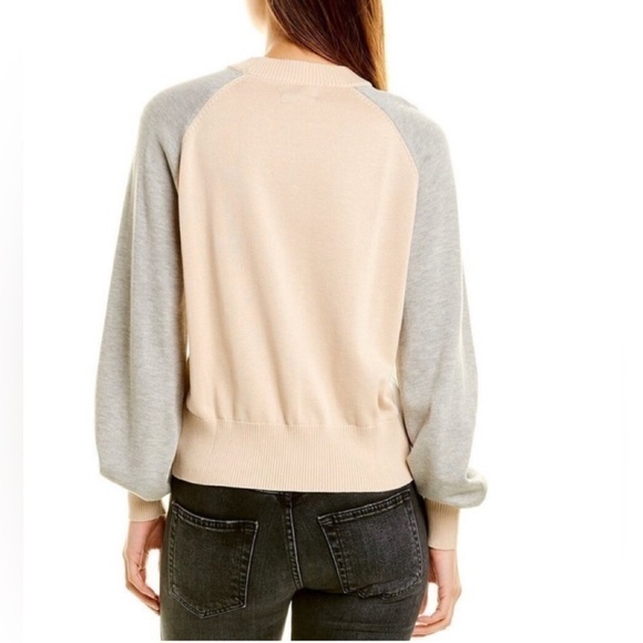 MONROW Colorblock Sweater in Bone Size Medium NWT - Picture 4 of 5